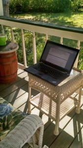 laptop on porch